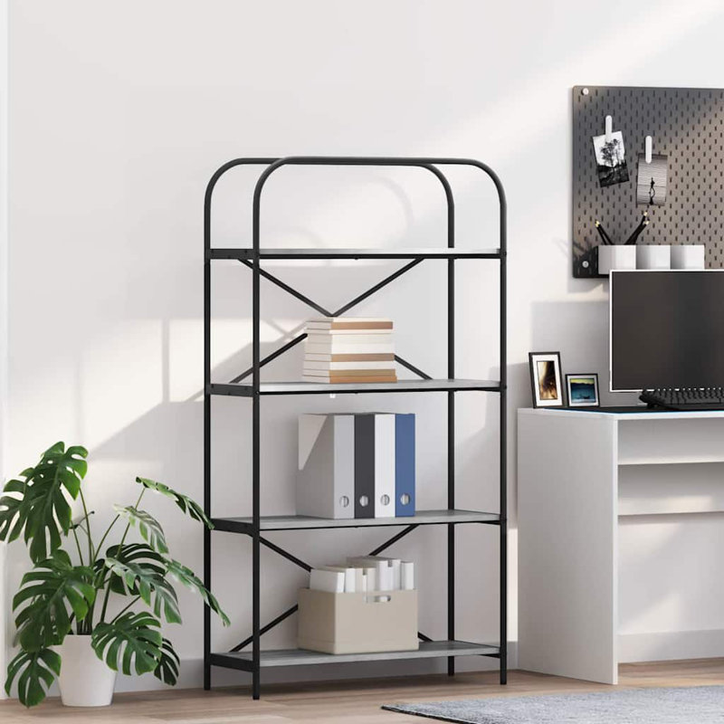 Bookshelf Engineered wood Modern Freestanding Bookshelves Organizer, Black Oak, (3 Shelves) 109cm. H x 40cm. W x 30cm. D