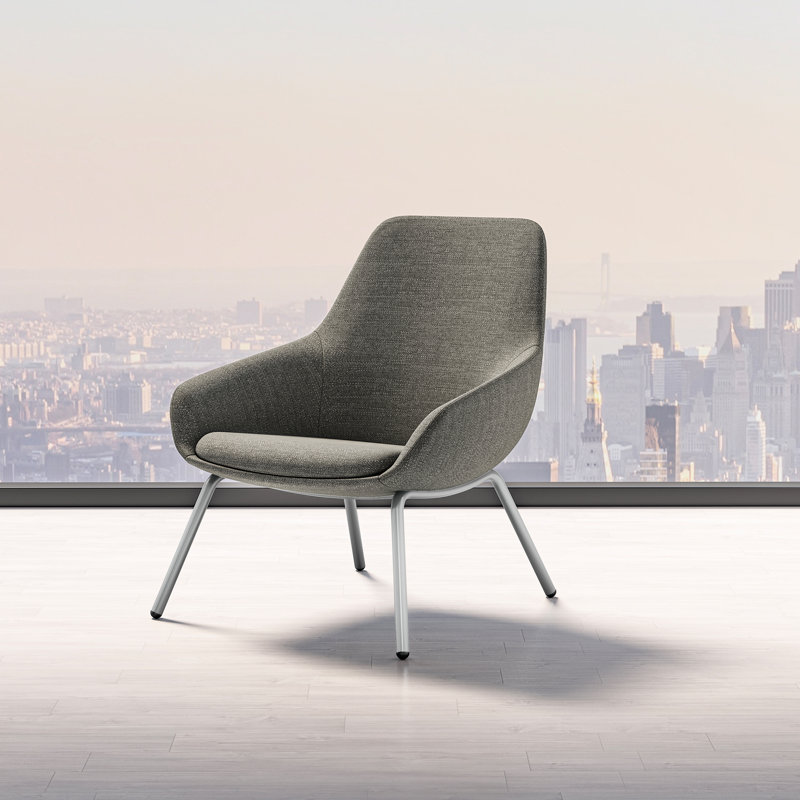 Lilly Upholstered Lounge Chair from 9to5 Seating, Silver, Gray Polyester Blend