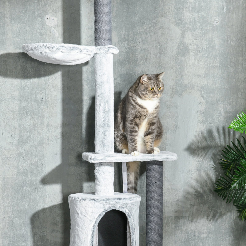 89"-100 Floor to Ceiling Cat Tree w/ Anti-tip Kit, Grey