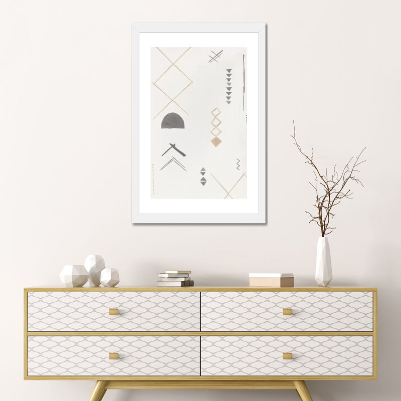 Ancien tissu II par Isabelle Z - reproduction d'art, Blanc, H 24 po x l 16 po x P 1 po, Papier encadré blanc