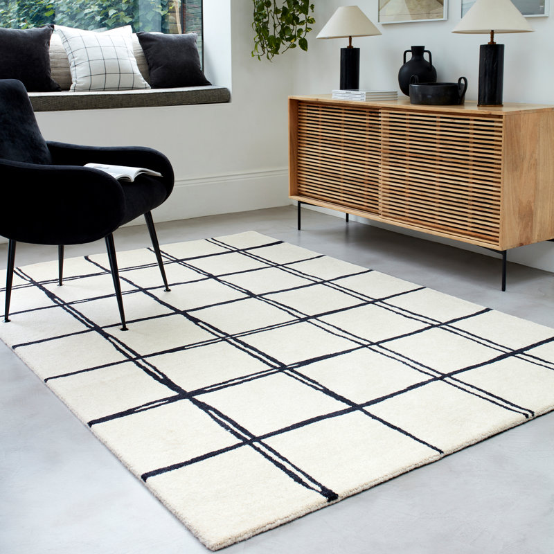 Rosina Geometric Wool Hand Woven Area Rug, Rectangle 200 x 290 cm