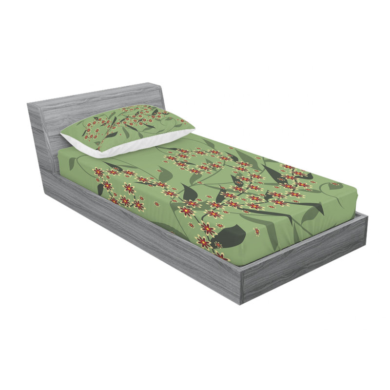 Ensemble de draps à fleurs rétro, Ensemble de draps pour lit simple avec drap-housse