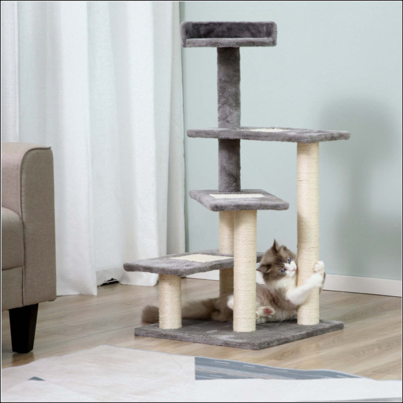 Arbre à chat à 5 niveaux avec grattoir et grimpeur