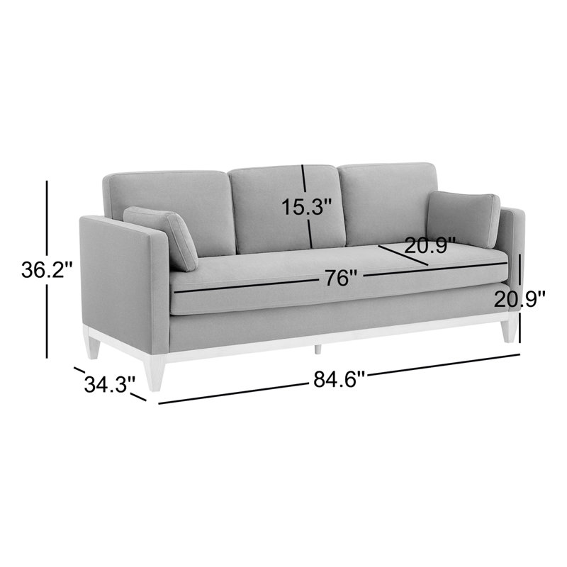 Moira Contemporary 87" Upholstered Sofa with Solid Wood Legs