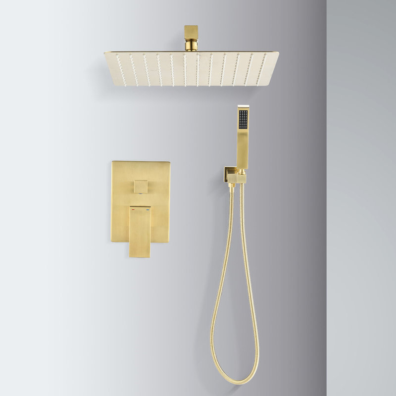 12" Rain Shower Head System - Brushed Gold Bathroom Elegant Feature Self-cleaning Nozzle, Wall Mounted Display Within Refined Taste Disclosure