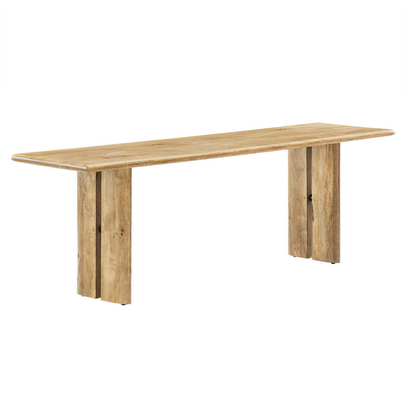 Modway Amistad Wood Bench, Oak, 18.5" H x 58" W x 15" D