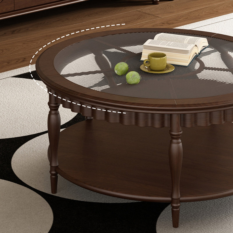 Table basse ronde rétro à double couche élégante