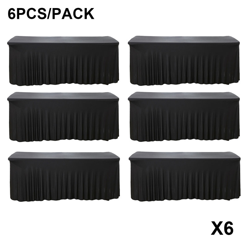 6 pièces / paquet de jupes de soleil rectangulaires en tricot extensibles de 6 pi, noir et blanc, convenant à la cuisine, à la salle à manger, aux réunions de famille, aux fêtes et aux décorations de table de banquet. Facile à installer et lavable