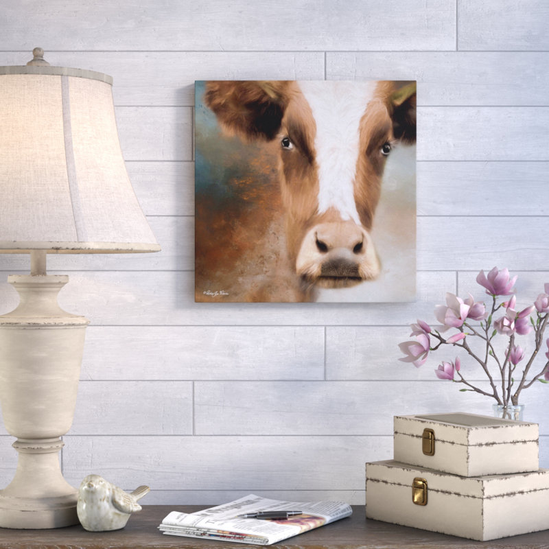 « big brown cow », reproduction sur toile, H 30 po x l 30 po