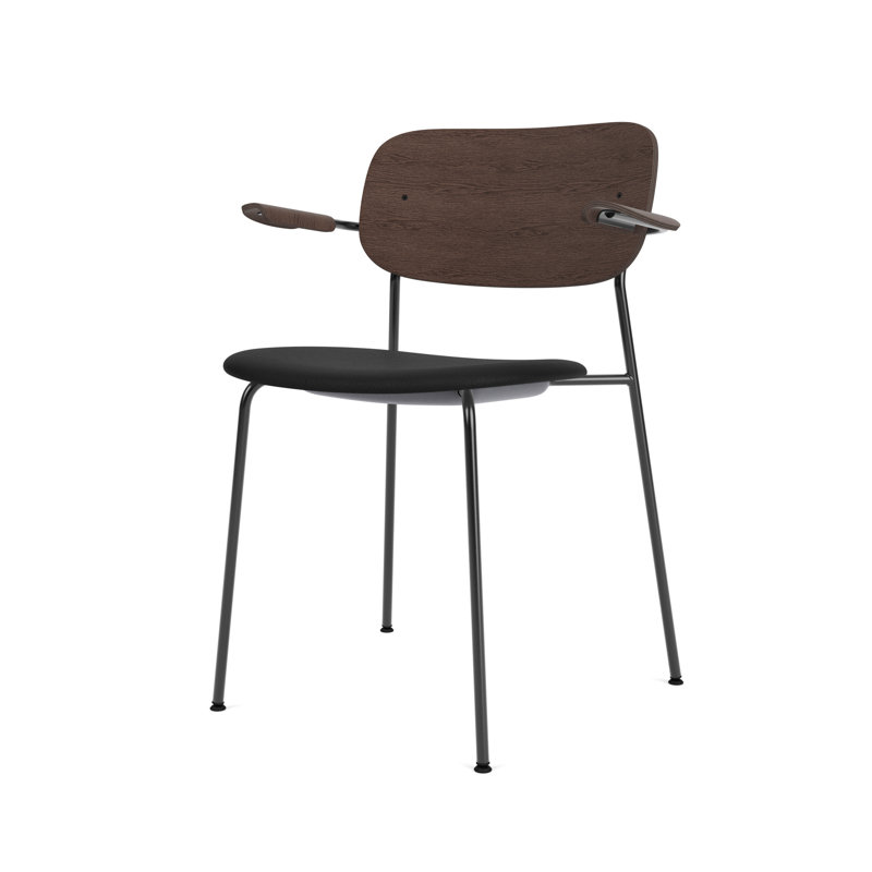 Co Upholstered Arm Chair, Bouclé 02 Acrylic, Dark Stained Oak, Black