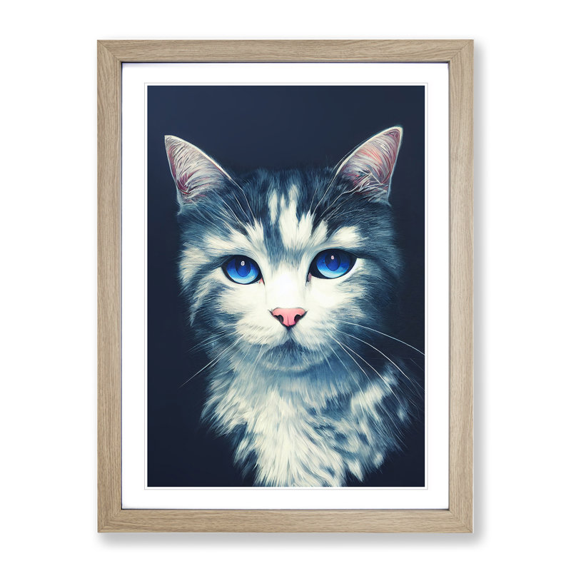 Adorable Cat - Framed Print, 64cm H x 46cm W x 2cm D, Oak Framed