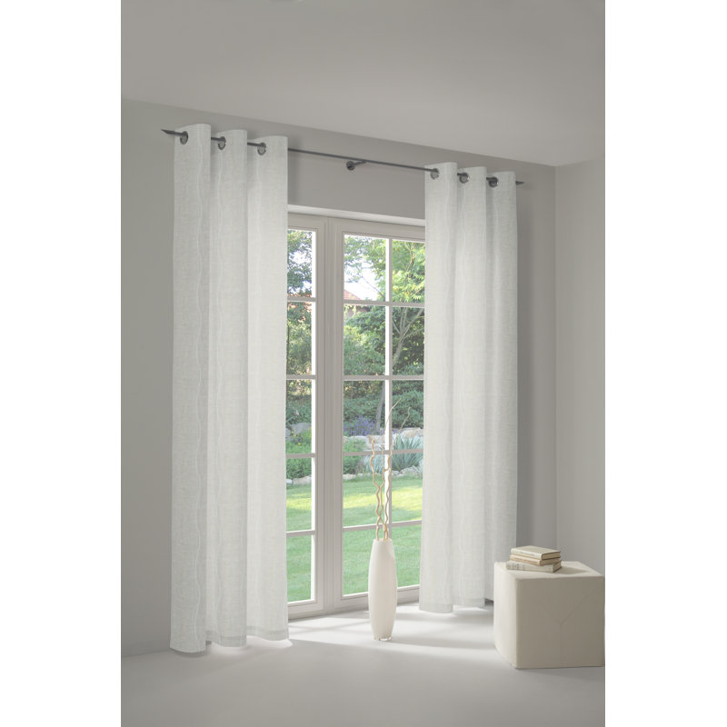 Pedersen Cotton Blend Eyelet Curtain, single Panel, opaque, Cream, 132cm Width x 150cm Drop
