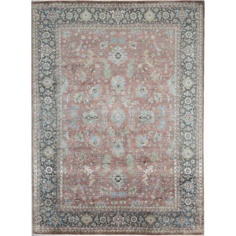 Oriental Area Rug in Pink/Charcoal, Rectangle 7'10" x 9'10"