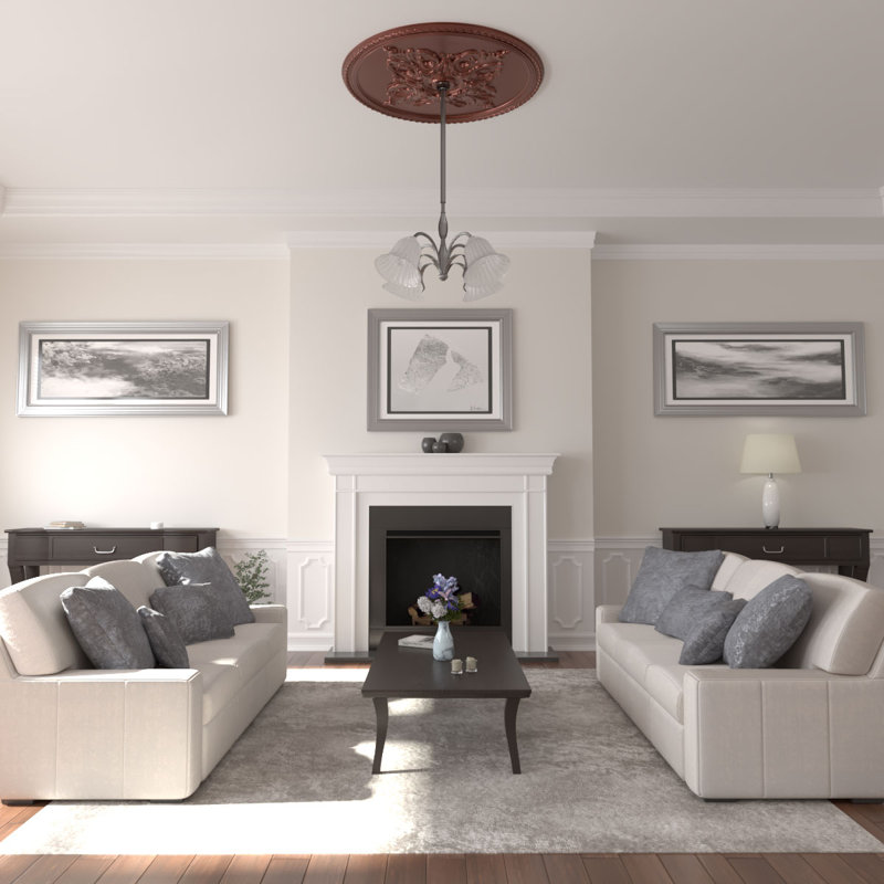 Grand médaillon de plafond classique Endurathane, DE 54 po x P 4 7/8 po (convient aux auvents jusqu'à 13 1/2 po), finition de boue du Mississippi peinte à la main