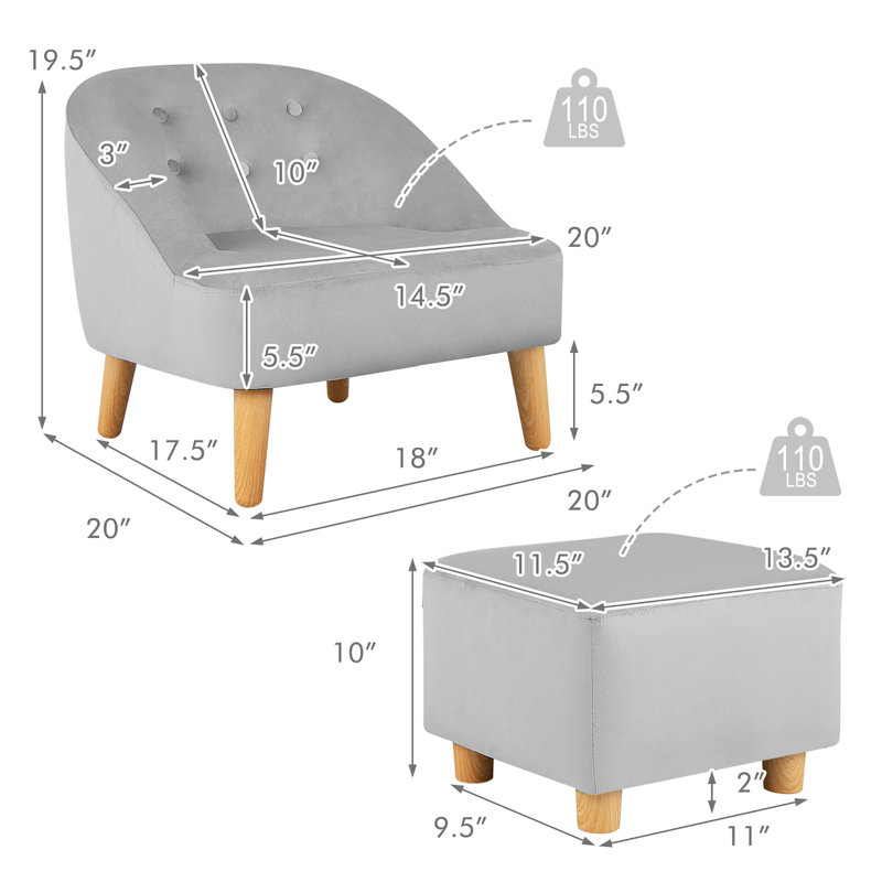 Lorata Kids 11'' Foam Chair and Ottoman