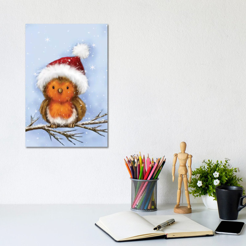 Robin by MAKIKO - Wrapped Canvas Painting, 30.48cm H x 20.32cm W x 1.91cm D