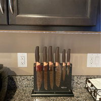 New England Cutlery NE8807 7 Piece Titanium-Coated Knife Set with Invisible  Wood Block, Bronze