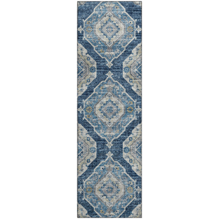 Premium Machine Washable Andreau AMF91 Blue Rug