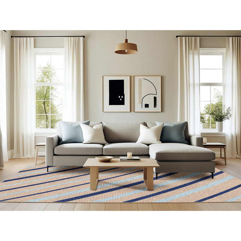 Tapis orange rayé Antonisha, Rectangle 6 pi x 9 pi