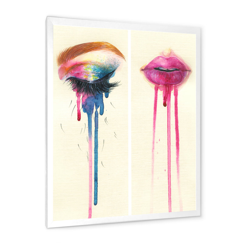 Eyes & Lips With Vivid Make Up - Décoration murale glam sur toile, H 32 po x l 16 po x P 1 po