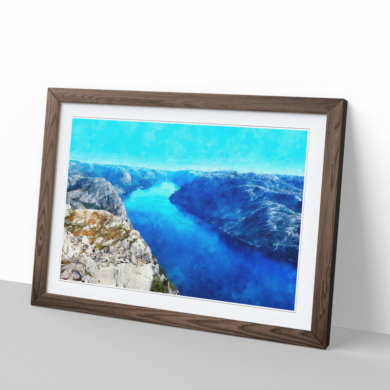 Mountains in Forsand Norway - Framed Print, 27cm H x 36cm W x 2cm D, Walnut Framed
