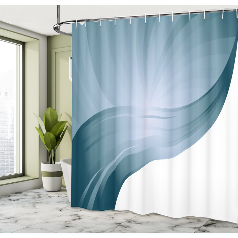 Ensemble de rideau de douche + crochets, H 75 po x l 69 po, Sea Blue