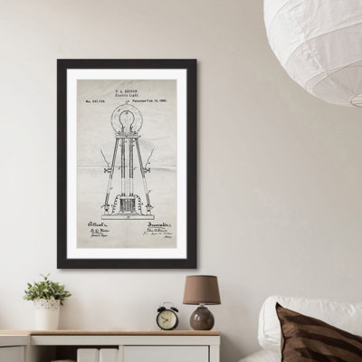 « edison light 1881 old paper » par steve king, reproduction d’art encadrée