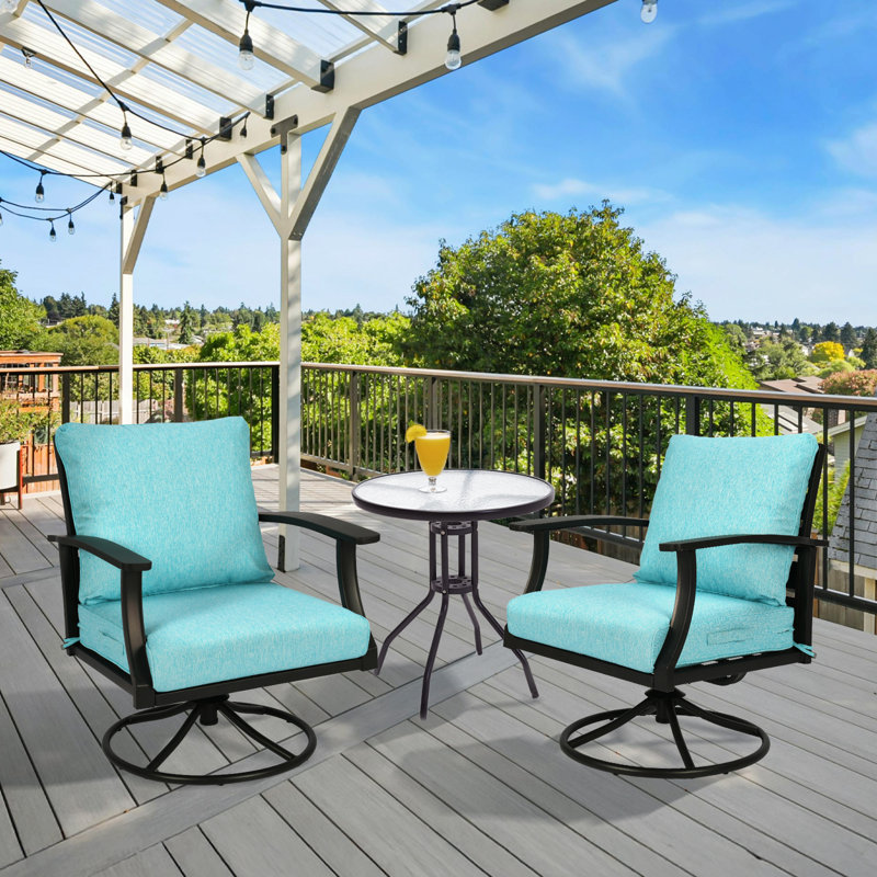 Outdoor Water-resistant Deep Seat Cushion Set, 24" W x 24" D, Aruba Blue