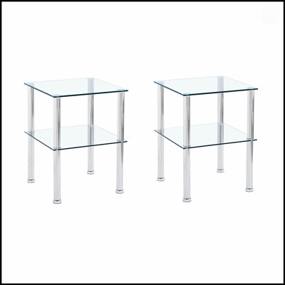 Table d'appoint 2 pièces avec rangement à 2 niveaux, table de chevet moderne pour le salon et petits espaces