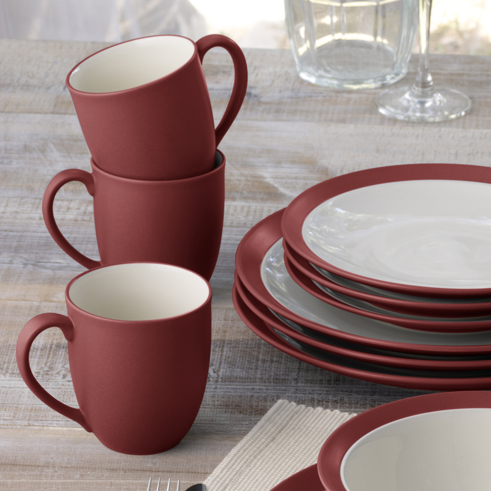 Colorwave Stoneware Dinnerware Set, Raspberry