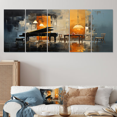 Yellow And Blue Piano Jazz Room Harmony I - Music Jazz 5 Piece Wall Art Set -  Latitude RunÂ®, 8AEACEA2002C46E8965AC2D8A2738A72