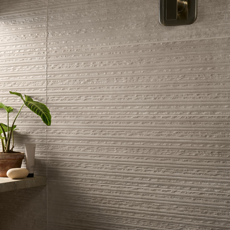 Stoneside 12x36 Textured Matte Ceramic Tile, Cream Beige