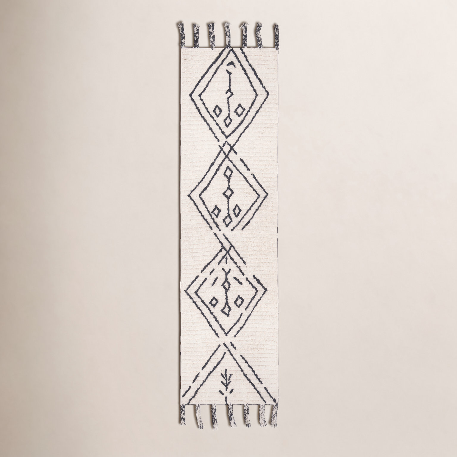 Ezzie Ivory Black Hand-Tufted Wool Moroccan Rug, Runner 2'3" x 8'