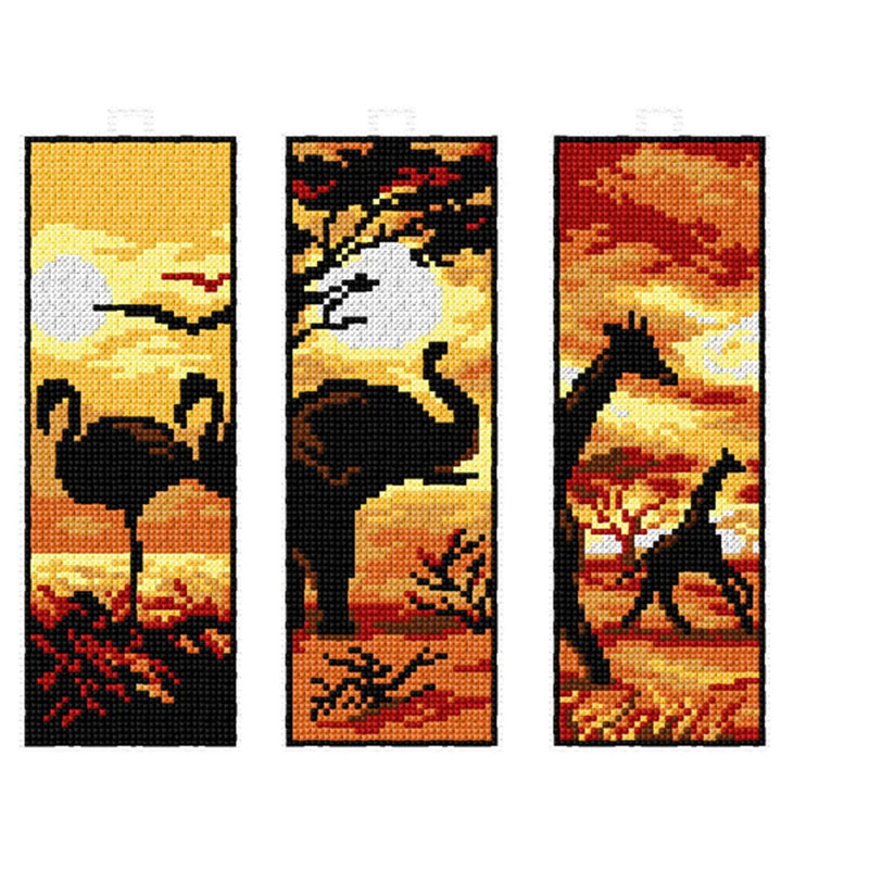 Ensemble de marque-pages point de croix exotique animaux par Orchidea 8704