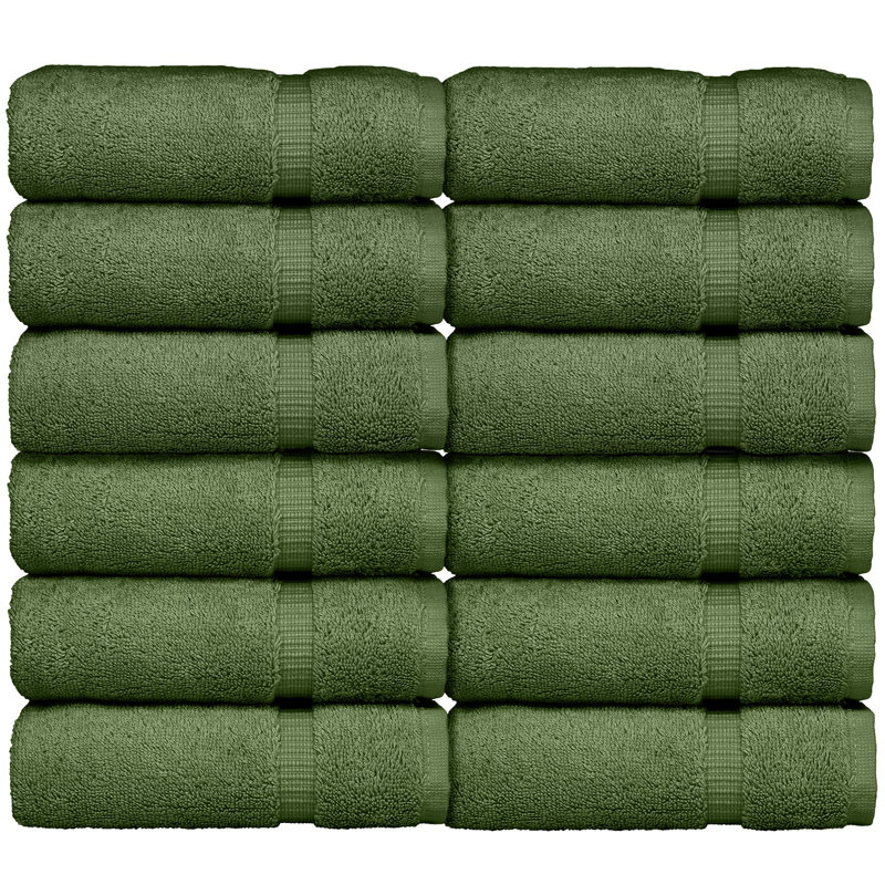 100% Cotton Washcloth Towel Set, Moss