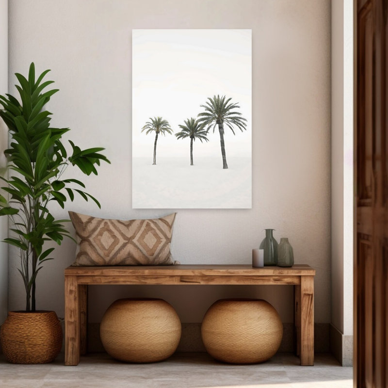 «Palms Abstract», art mural contemporain, H 48 po x l 32 po