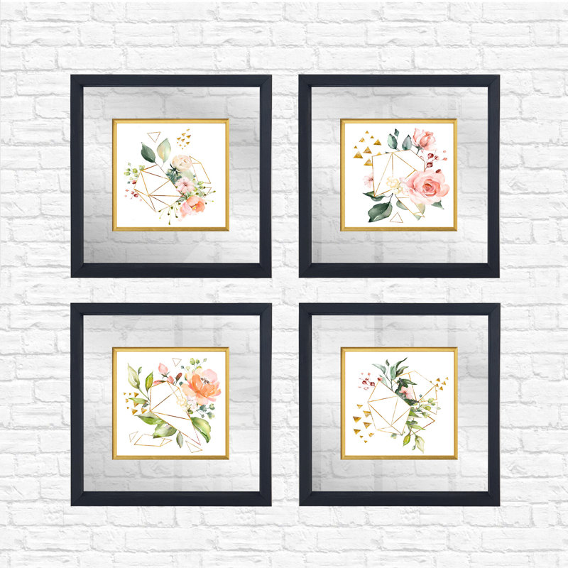 Anonymous - 4 Piece Single Picture Frame Painting Set on Glass