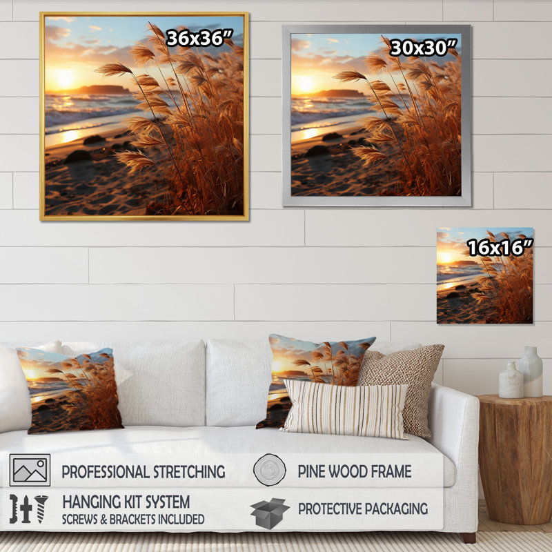 «Beach Breeze at Sunrise III», reproduction sur toile, H 24 po x l 24 po x P 1 po, Cadre flottant noir