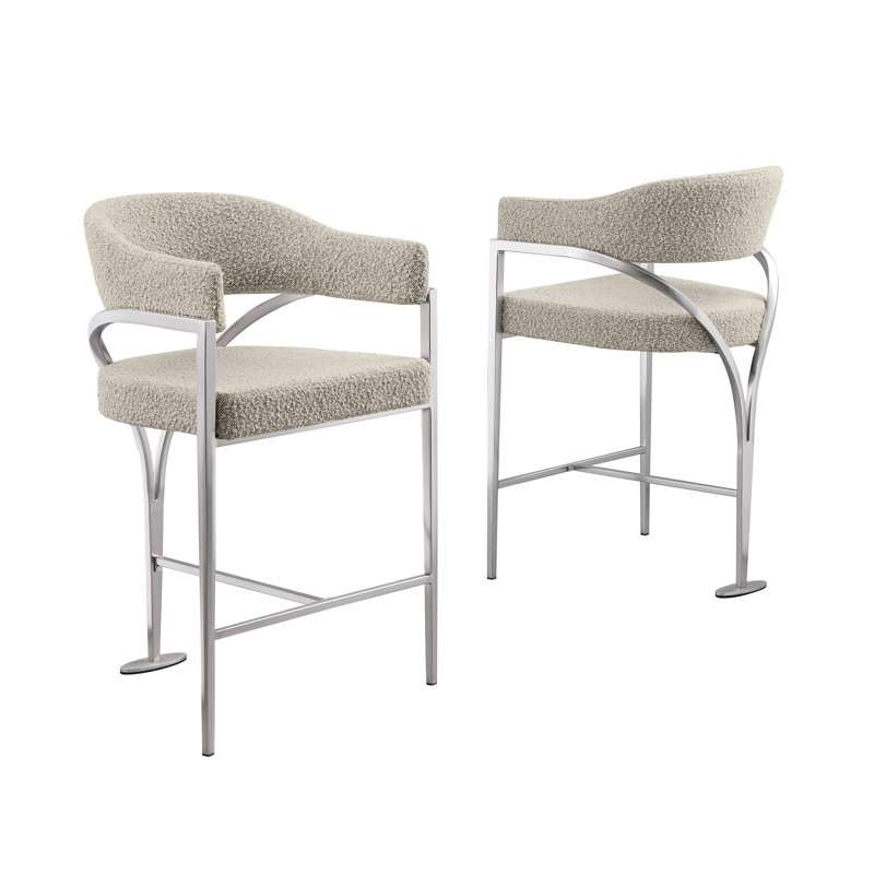 Chaises avec cadre Boucle Counterheight, Siège gris / cadre argenté