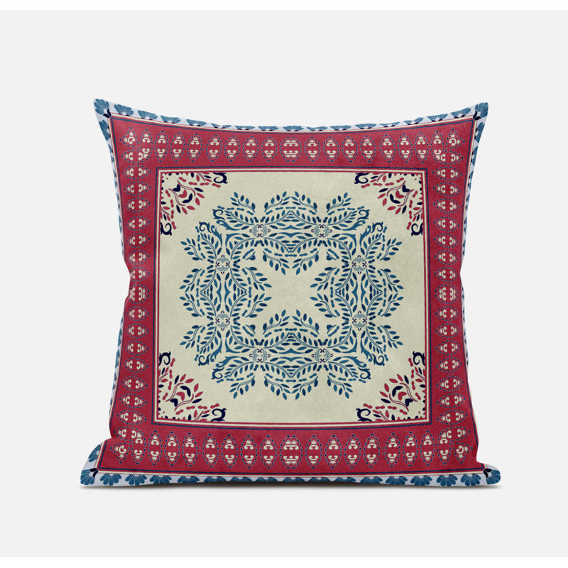 Housse et insert de coussin carré Window Window, 18" x 18", Bleu / rose