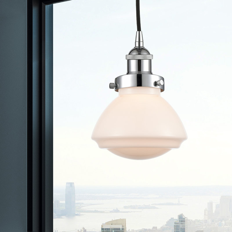 Luminaire suspendu en forme de cloche à 1 lumière Caille, Blanc, Chrome poli