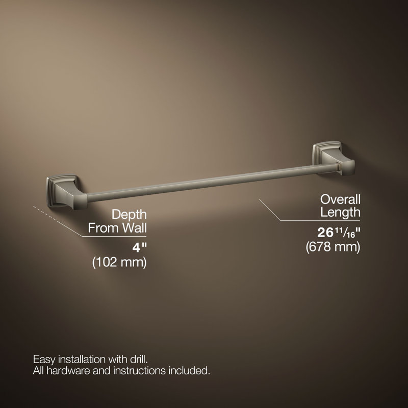 Riff Wall Mounted Towel Bar, Vibrant Brushed Nickel, 24"W