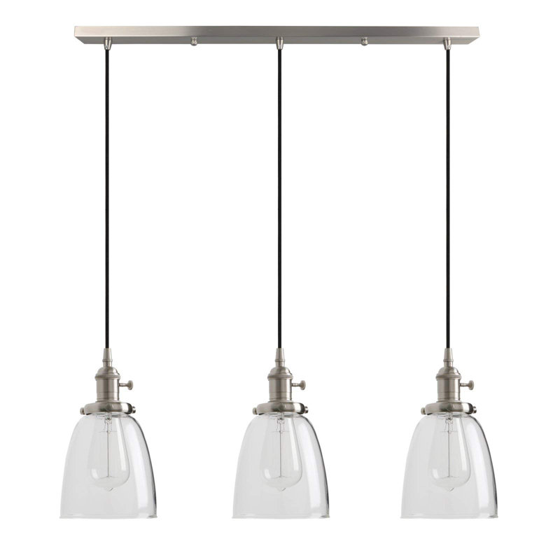 3 - Light Kitchen Island Pendant, Brushed
