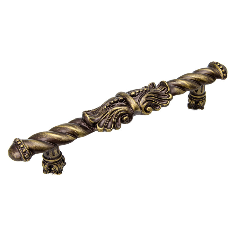 Poignée Acanthus de style roman, 5", Laiton antique
