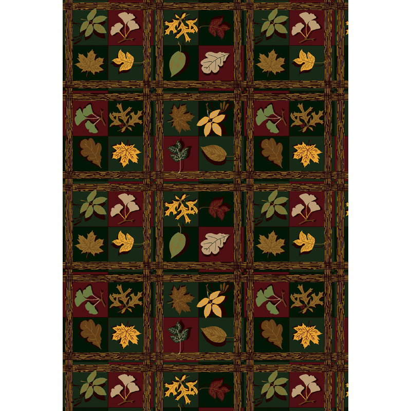 Vert naturel Touffeté à la main/rouge/brun Tapis décoratif, Rectangle 3 pi 10 po x 5 pi 4 po