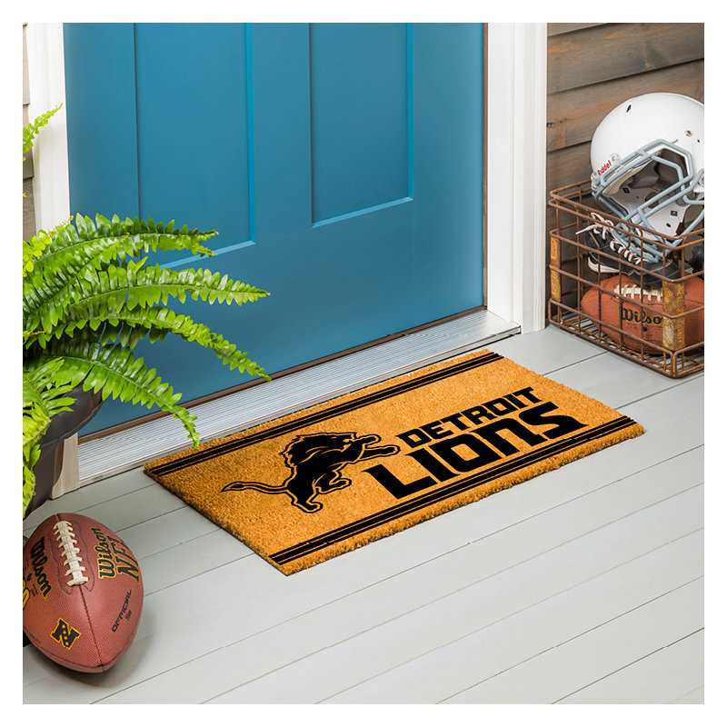 28in. x 16in. NFL Single Color Outdoor Coir Door Mat, Detroit Lions
