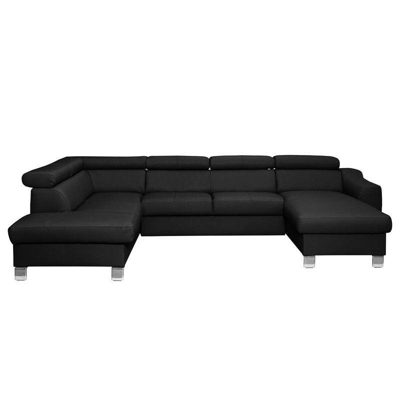 Avais Leather Large Corner Sofa in U-form, Dark Brown, Right Hand Facing, Yes