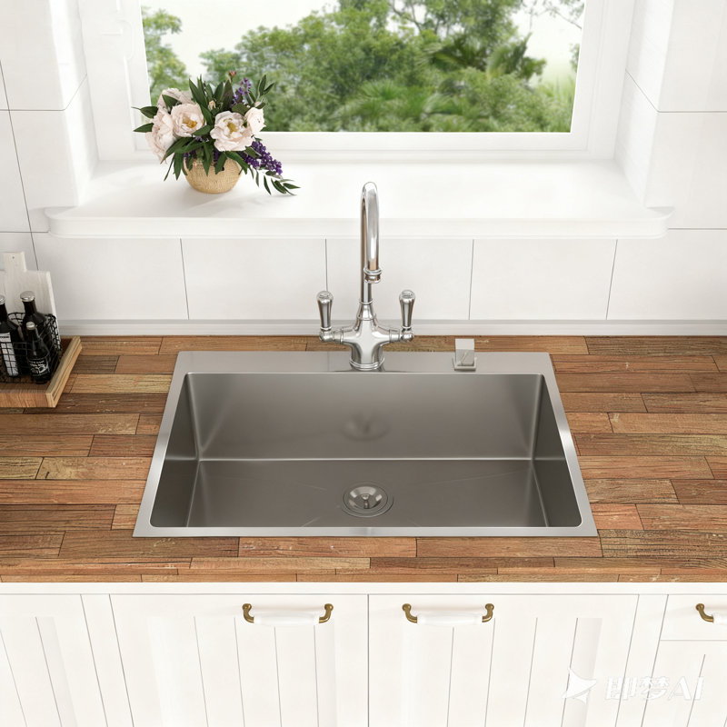 Évier de cuisine 36 po x 22 po x 9 po à cuve simple encastrable 36 po en acier inoxydable de calibre 16