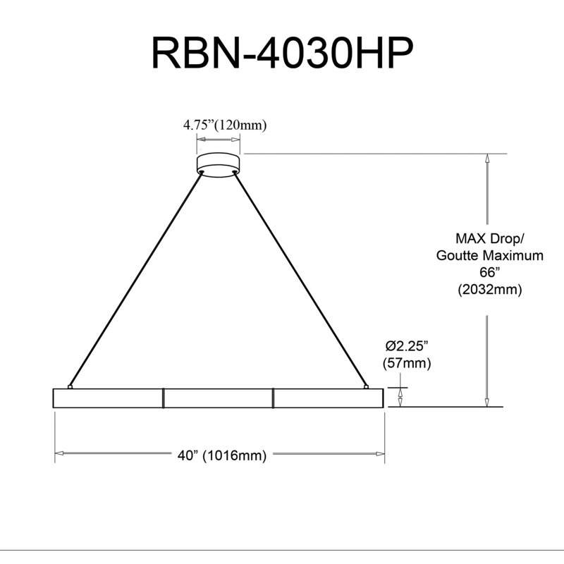 Luminaire suspendu linéaire à DEL Reuben, Noir mat