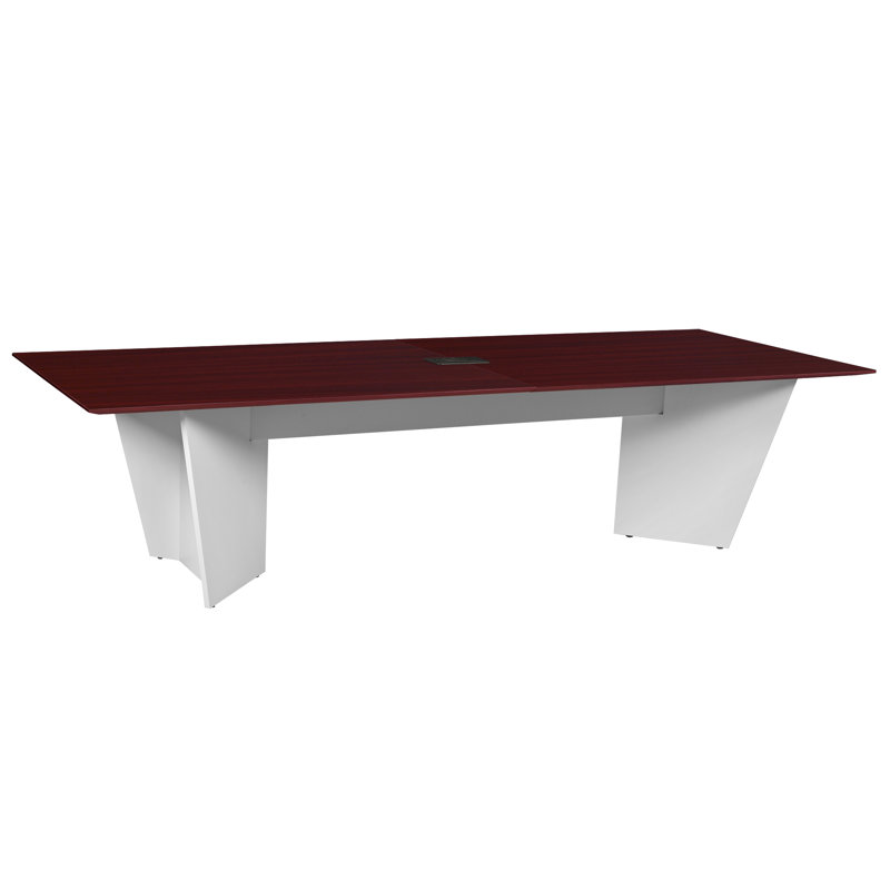 Table de conférence Array avec œillets de puissance, H 29 po x L 120 po x l 48 po, Acajou / blanc